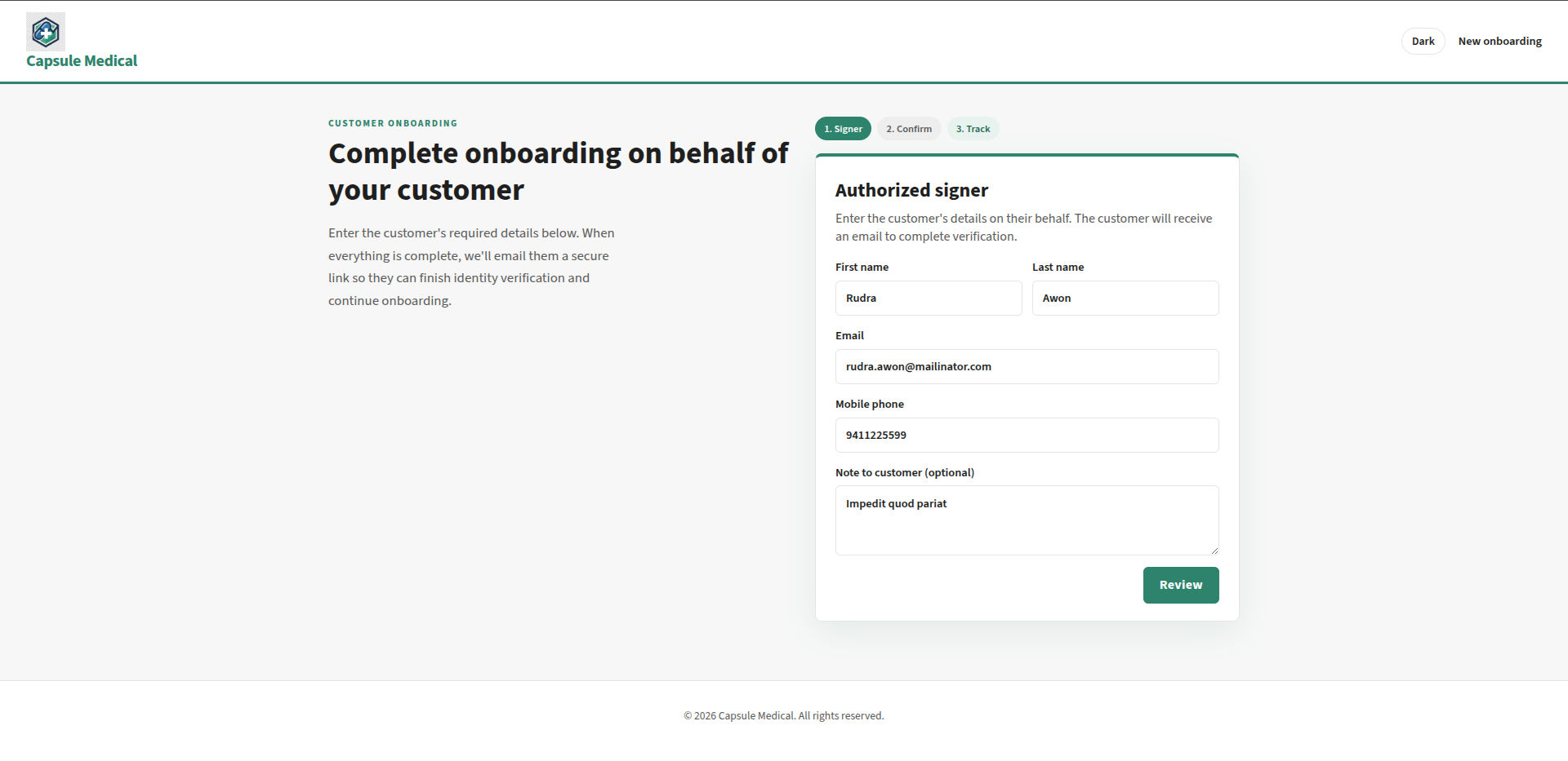 Authorized signer